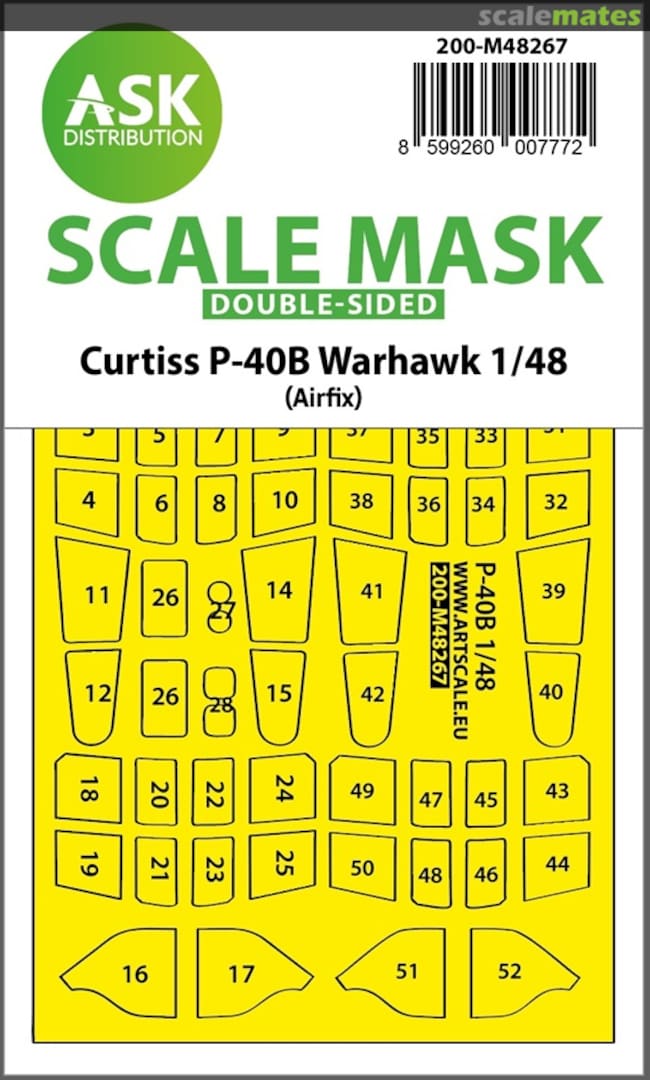 Boxart Curtiss P-40B Warhawk double-sided express fit mask 200-M48267 ASK