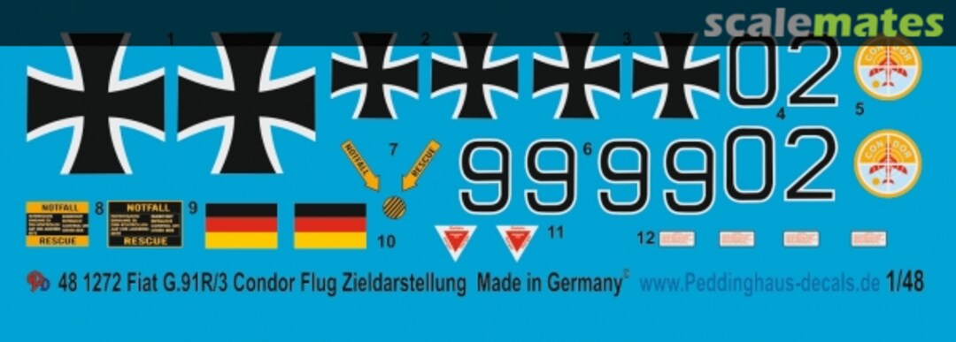 Boxart Fiat G.91R/3 Condor Targetplane EP 1272 Peddinghaus-Decals