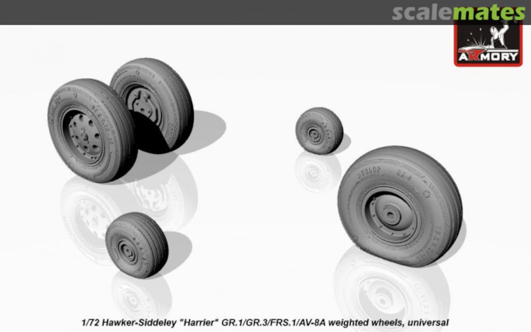 Boxart Hawker Harrier GR.1/GR.3/FRS.1/AV-8A wheels early w/ weighted tires AW72403 Armory