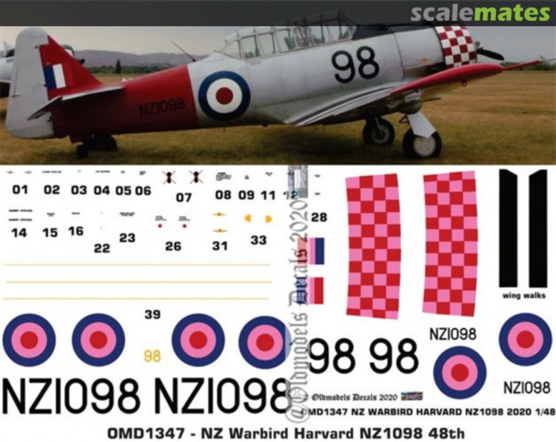 Boxart Warbird - Harvard NZ1098 OMD1347 Oldmodels Decals