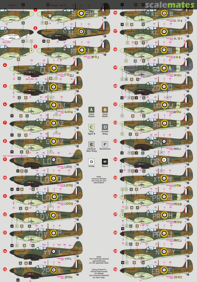 Contents Spitfire Mk.I/II Aces 72045U DK Decals