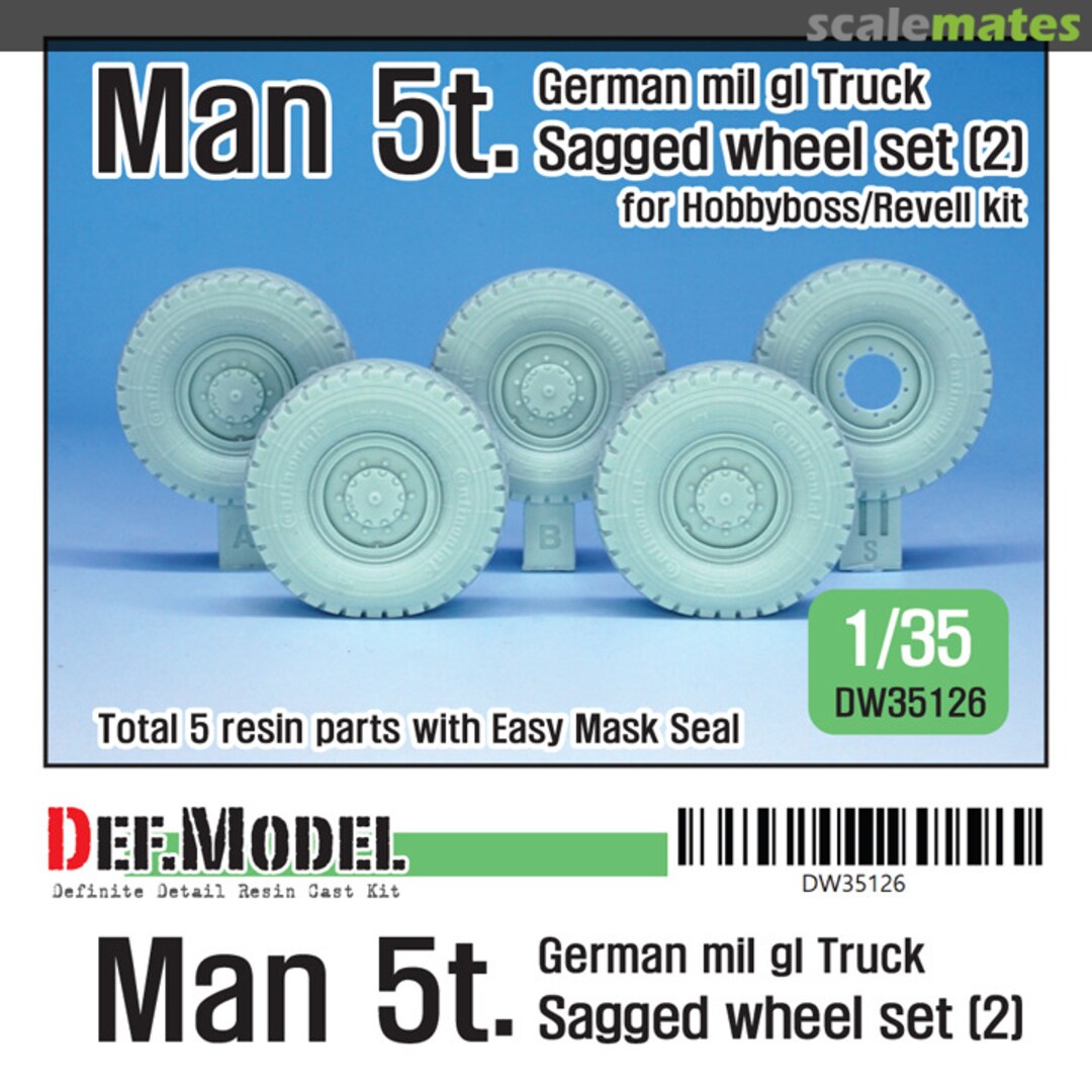 Boxart German Man 5t. mil gl Truck Sagged wheel set (2) DW35126 Def.Model