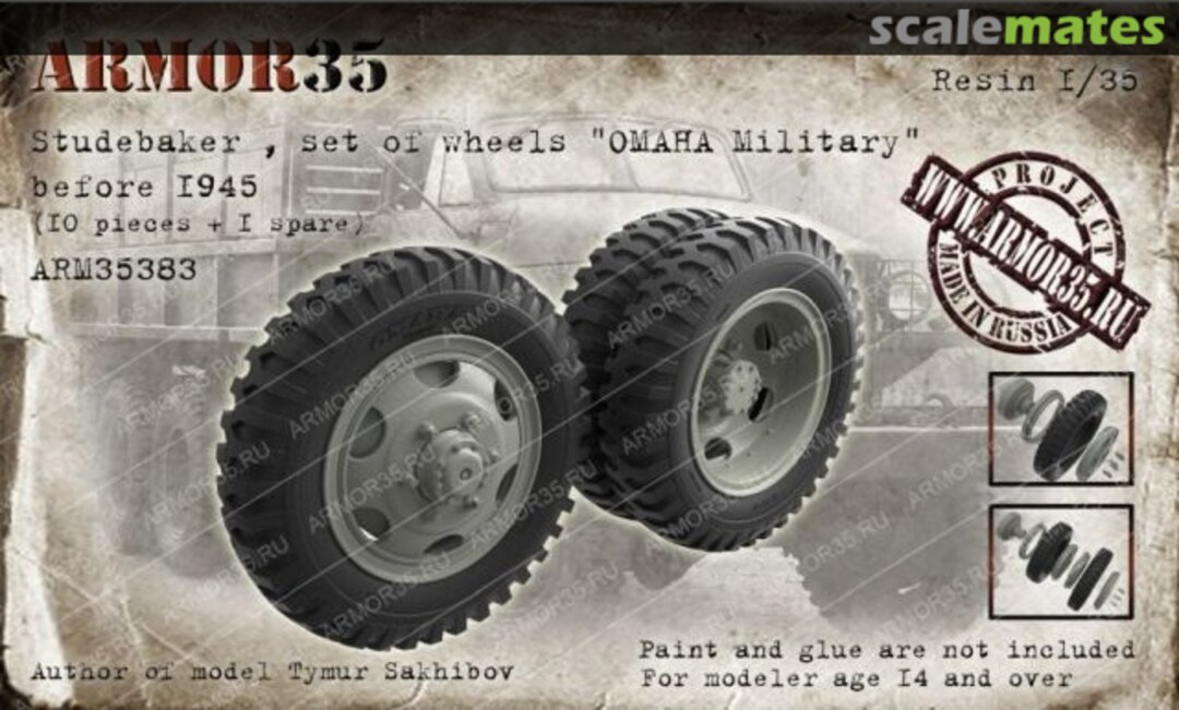 Boxart Studebaker , set of wheels "OMAHA Military" before 1945 ARM35383 Armor35