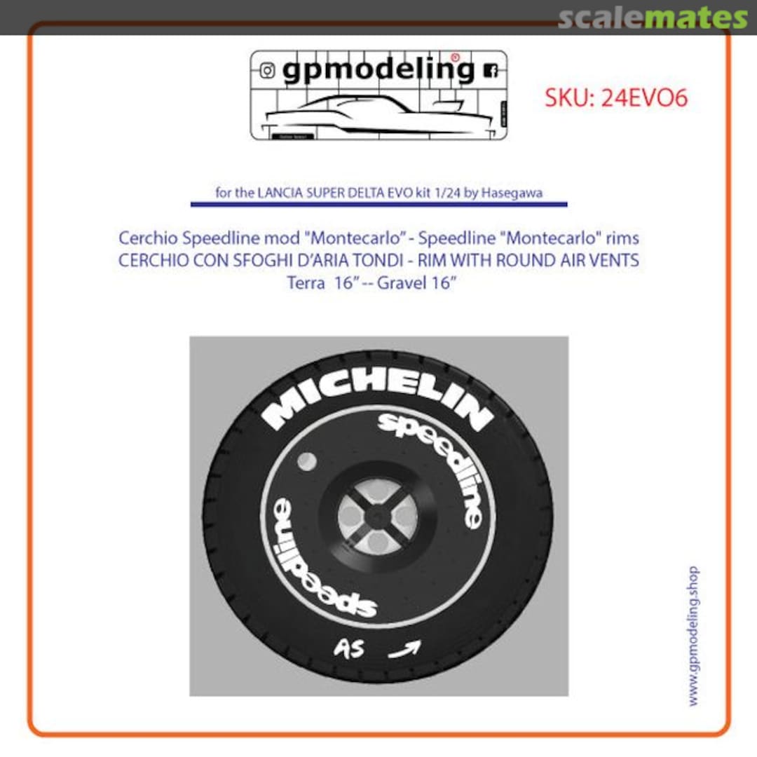 Boxart Montecarlo Speedline 16" gravel tires with round holes Lancia Delta EVO 24EVO6 GPmodeling