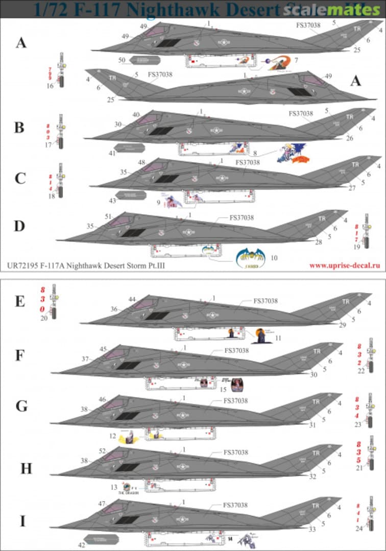 Boxart F-117A Nighthawk Desert Storm Pt.III, with stencils UR72195 UpRise