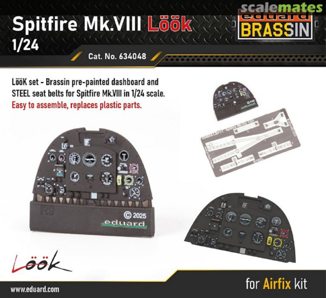 Boxart Spitfire Mk.VIII Dashboard & Seatbelts - LööK 634048 Eduard