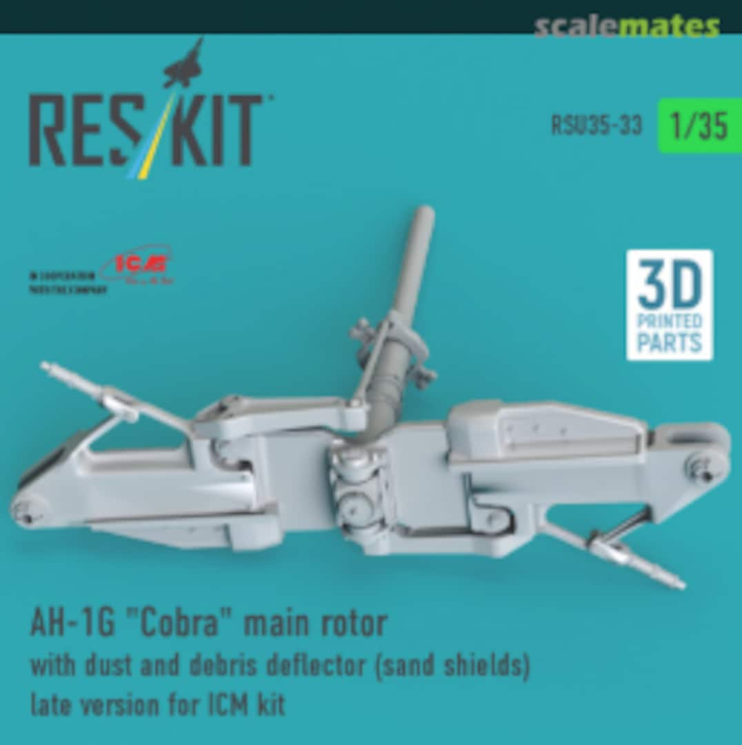 Boxart AH-1G ``Cobra`` main rotor with dust and debris deflector (sand shields) late version (3D Printed) RSU35-0033 ResKit