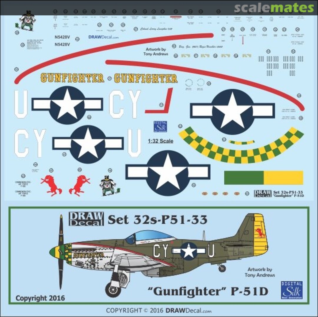 Boxart P-51D "Gunfighter" 32-P51-33 Draw Decal