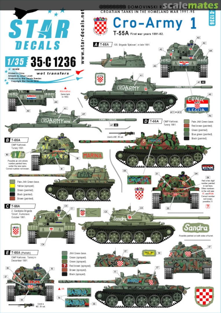 Boxart CRO-ARMY 1 35-C1236 Star Decals