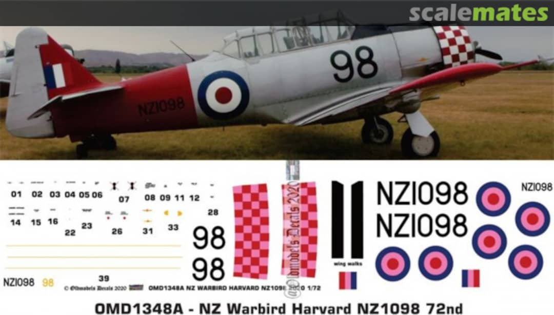 Boxart Warbird - Harvard NZ1098 OMD1348A Oldmodels Decals