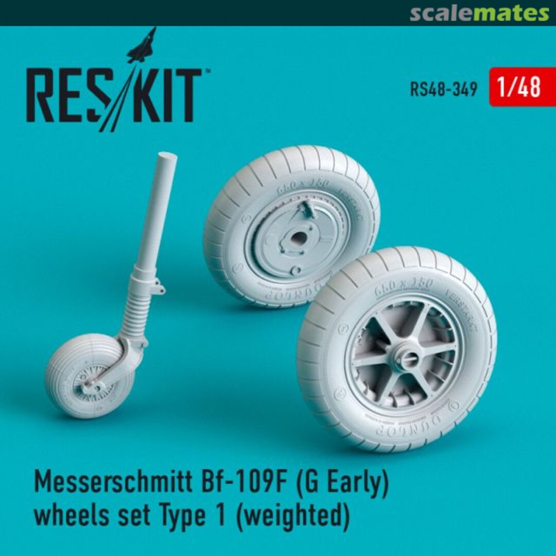 Boxart Messerschmitt Bf-109F (G early) wheels set Type 1 (weighted) RS48-0349 ResKit