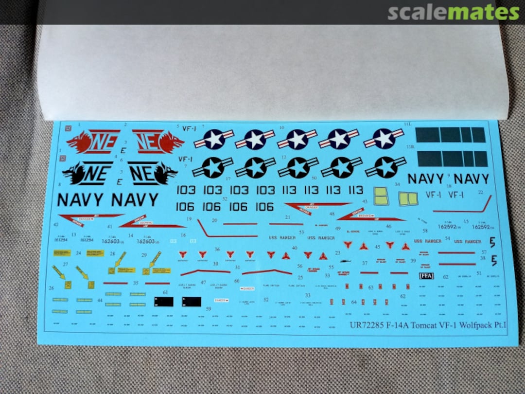 Contents F-14A Tomcat VF-1 Wolfpack Pt.I, FFA (Film Free Ability) UR72285 UpRise Decal Serbia