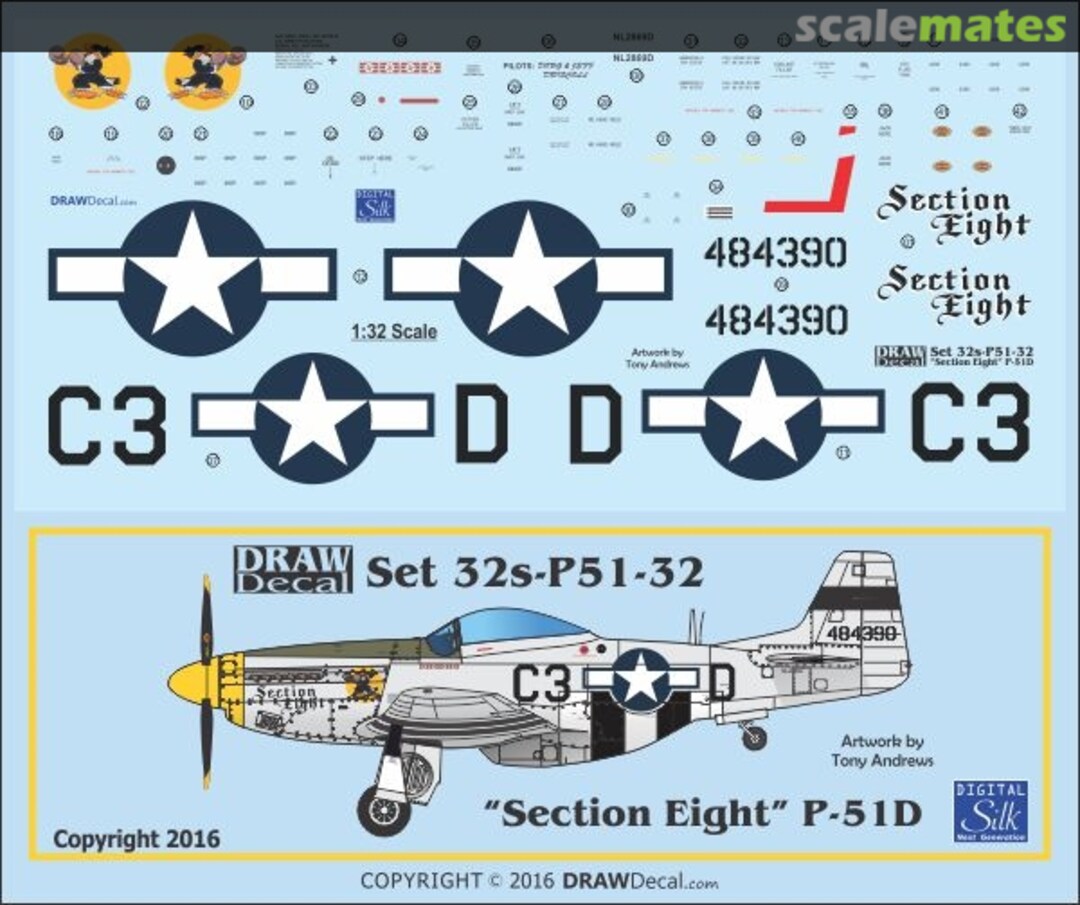 Boxart P-51D "Section Eight" 32-P51-32 Draw Decal