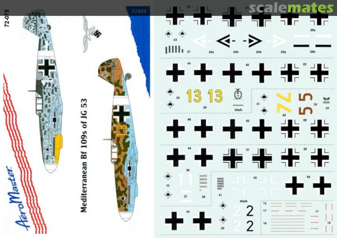 Boxart Mediterranean Bf 109s of JG 53 72-075C AeroMaster