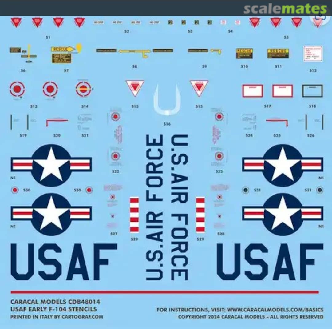 Boxart USAF F-104 Stencils CDB48014 Caracal Models