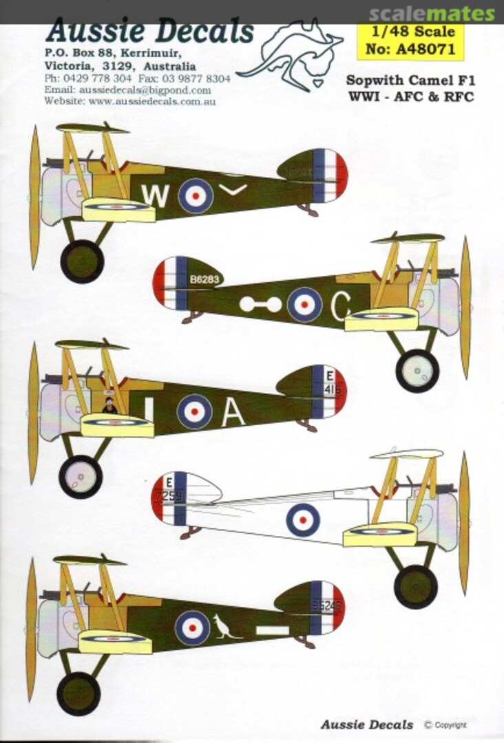 Boxart Sopwith Camel F1 A48071 Aussie Decals