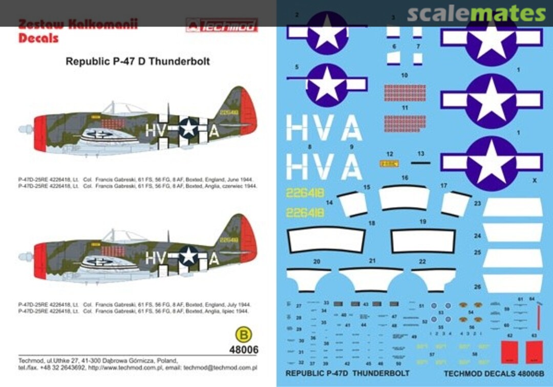 Boxart Republic P-47D Thunderbolt 48006 Techmod