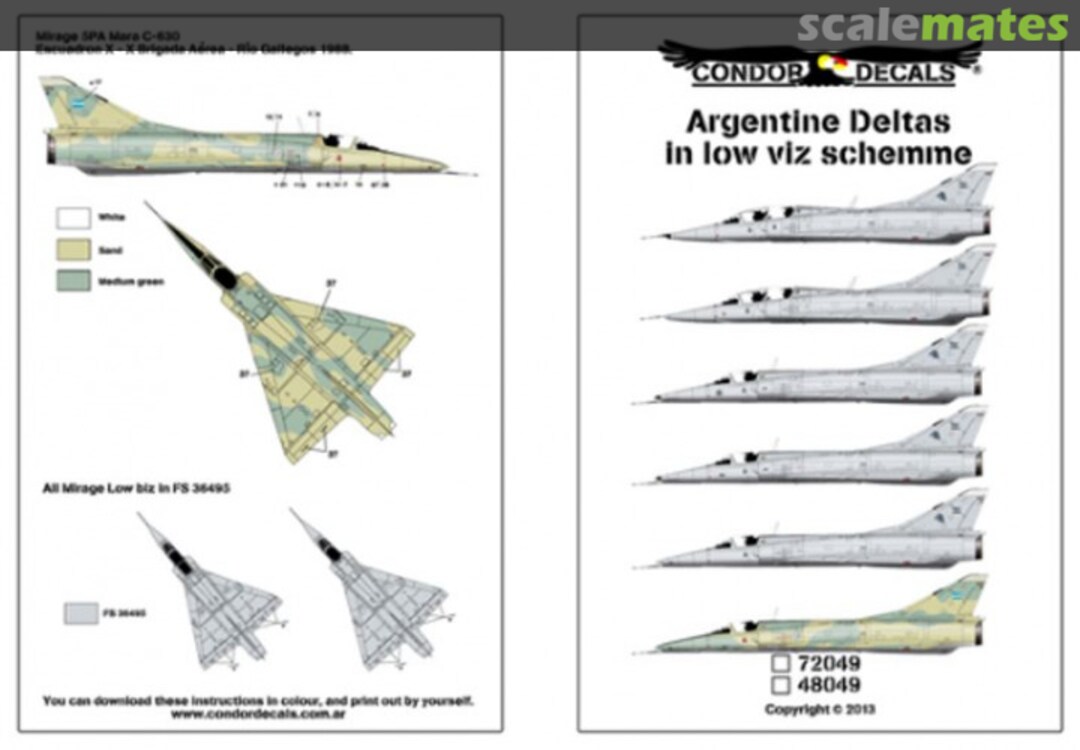 Boxart Argentine Deltas in low viz scheme 72049 Condor Decals