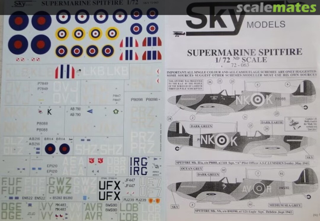 Contents Supermarine Spitfire SKY 72-63 Sky Models