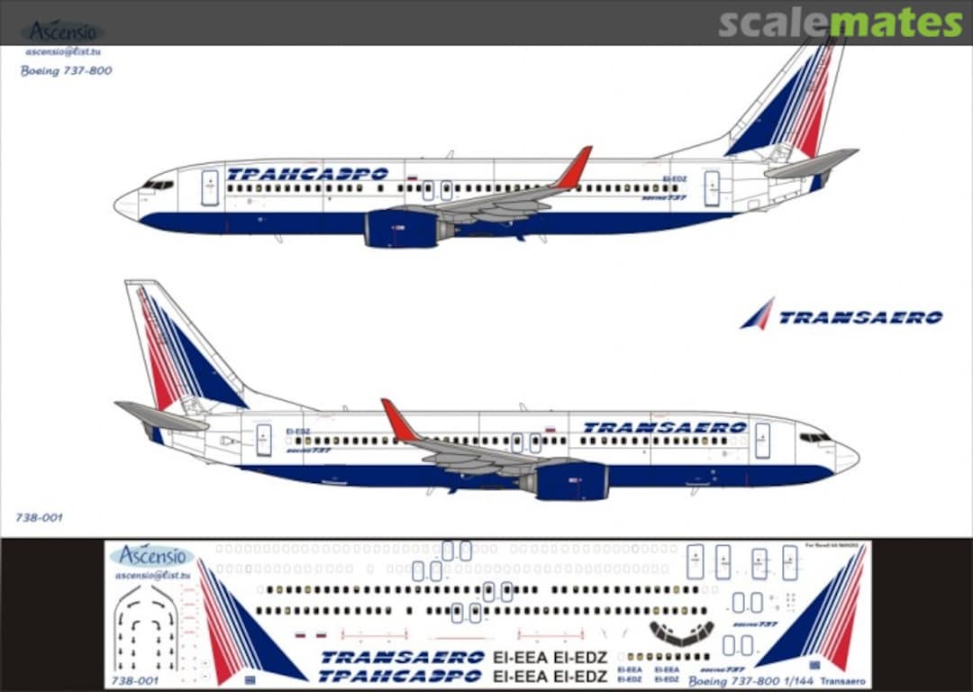 Boxart Boeing 737-800 Transaero 738-001 Ascensio