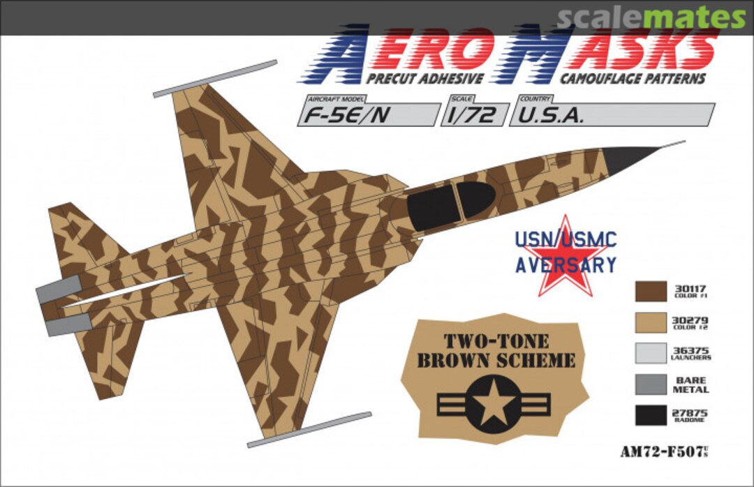 Boxart F-5E/N USA USN USMC Aversary Two-Tone Brown Scheme AM72-F507 AeroMasks