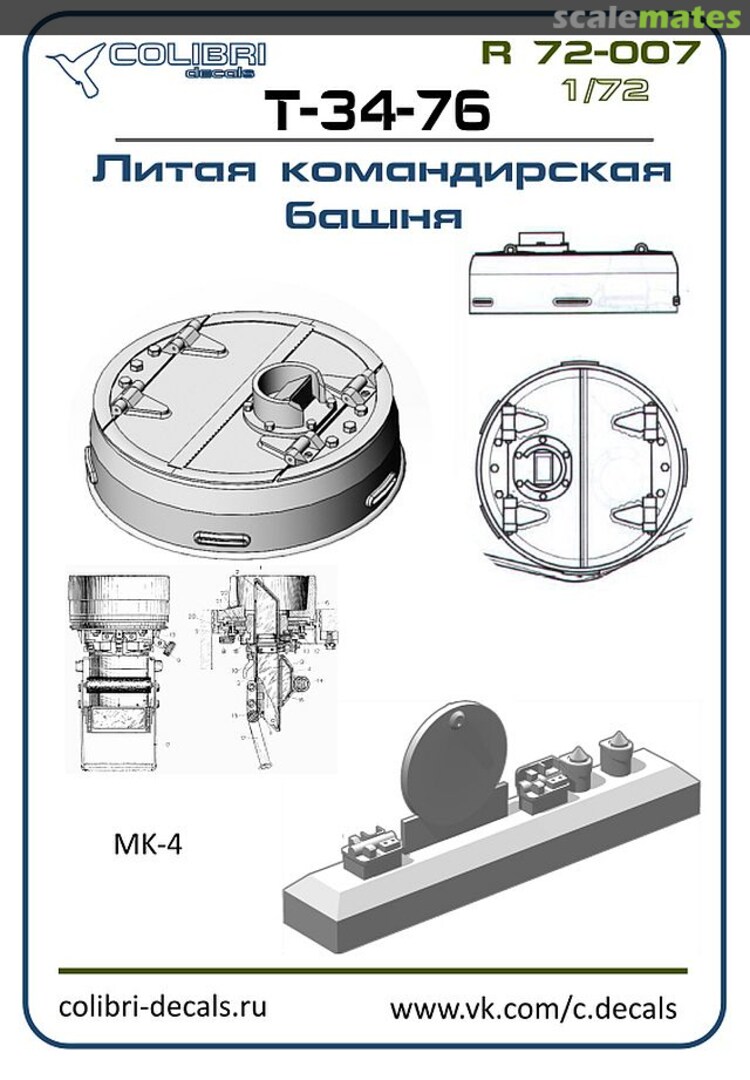 Boxart Commanders Cupola T-34/76 (Cast) R72-007 Colibri Decals