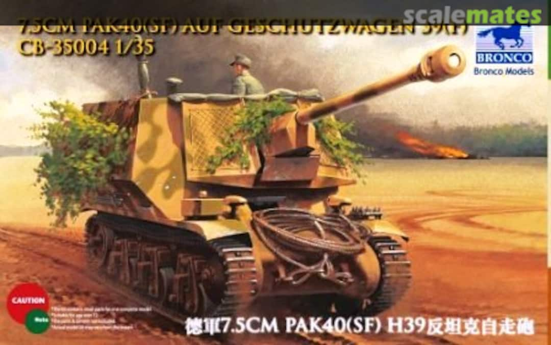 Boxart 7.5cm PaK40(SF) auf Geschutzwagen 39(F) CB35004 Bronco