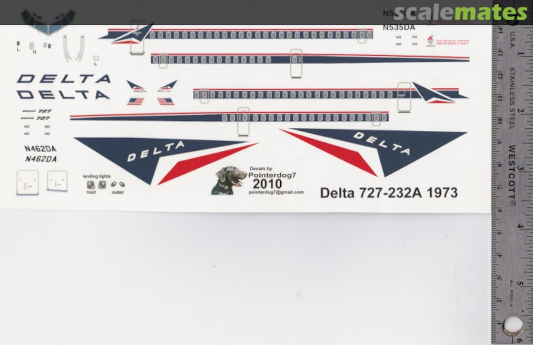 Boxart Delta 757-232A 1973 727 Delta Pointerdog Decals