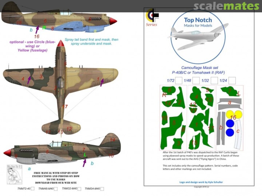 Boxart P-40 B/C or Tomahawk II (RAF) TNM32-M40 TopNotch