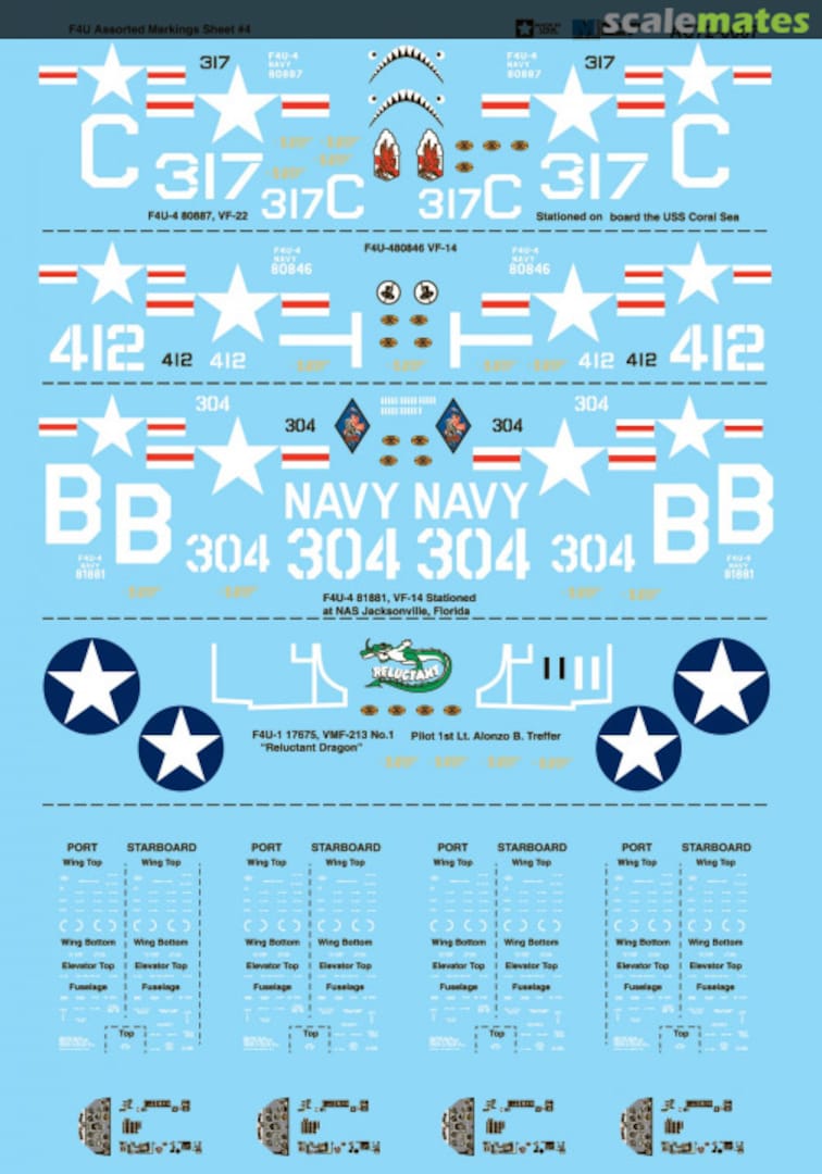 Boxart F4U Assorted Markings Sheet #4 AC72-0067 Microscale