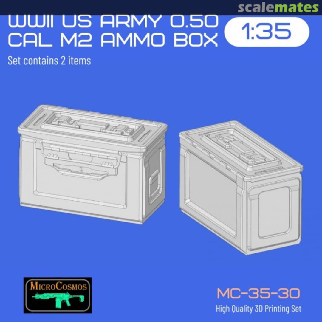 Boxart WWII US Army 0.50 Cal M2 Ammo Box (x2) MC-35-30 3D MicroCosmos