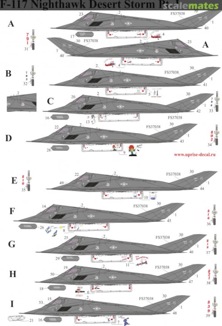 Boxart F-117 Nighthawk Desert Storm Pt.1 with stencils UR72193 UpRise Decal Serbia