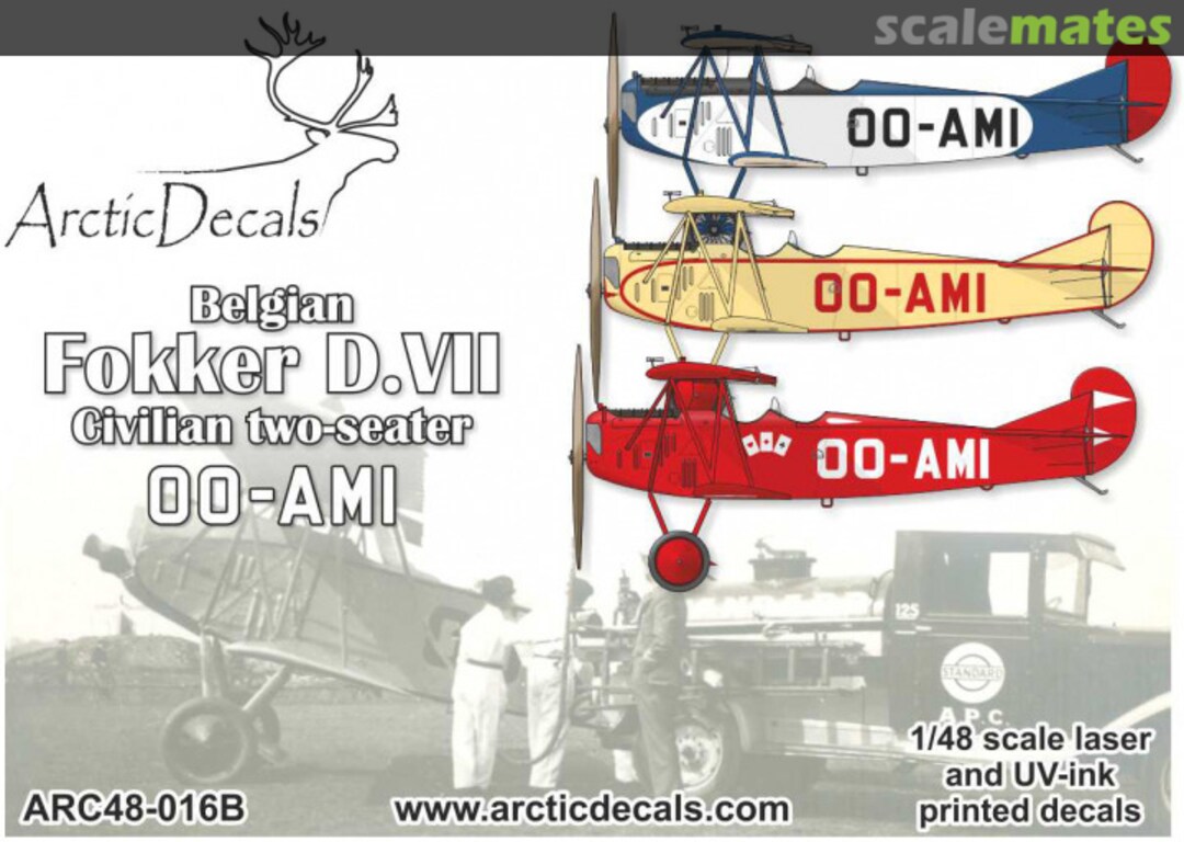 Boxart Fokker D.VII civilian two-seater OO-AMI ARC48-016B Arctic Decals