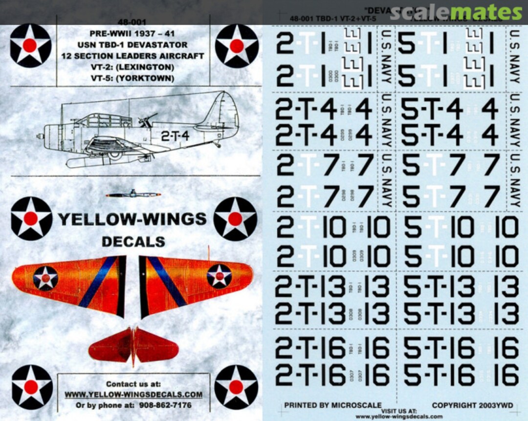 Boxart TBD-1 Devastator 48-001 Yellow-Wings Decals