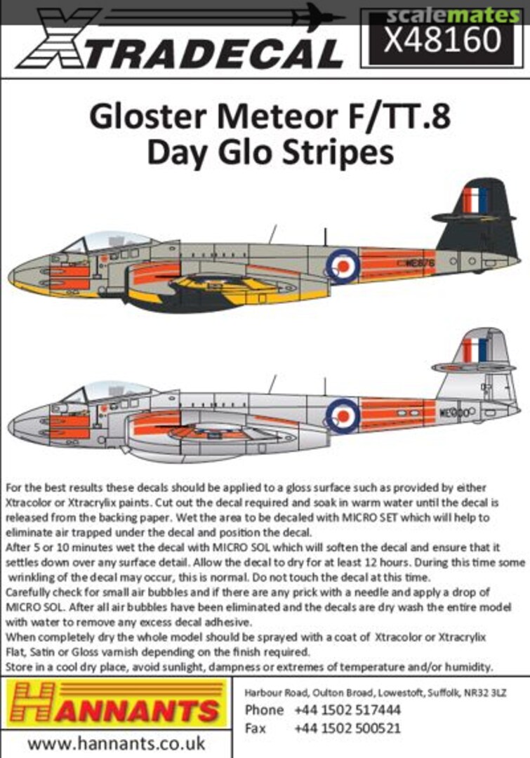 Boxart Gloster Meteor F(TT).Mk.8 Part 3 X48-160 Xtradecal