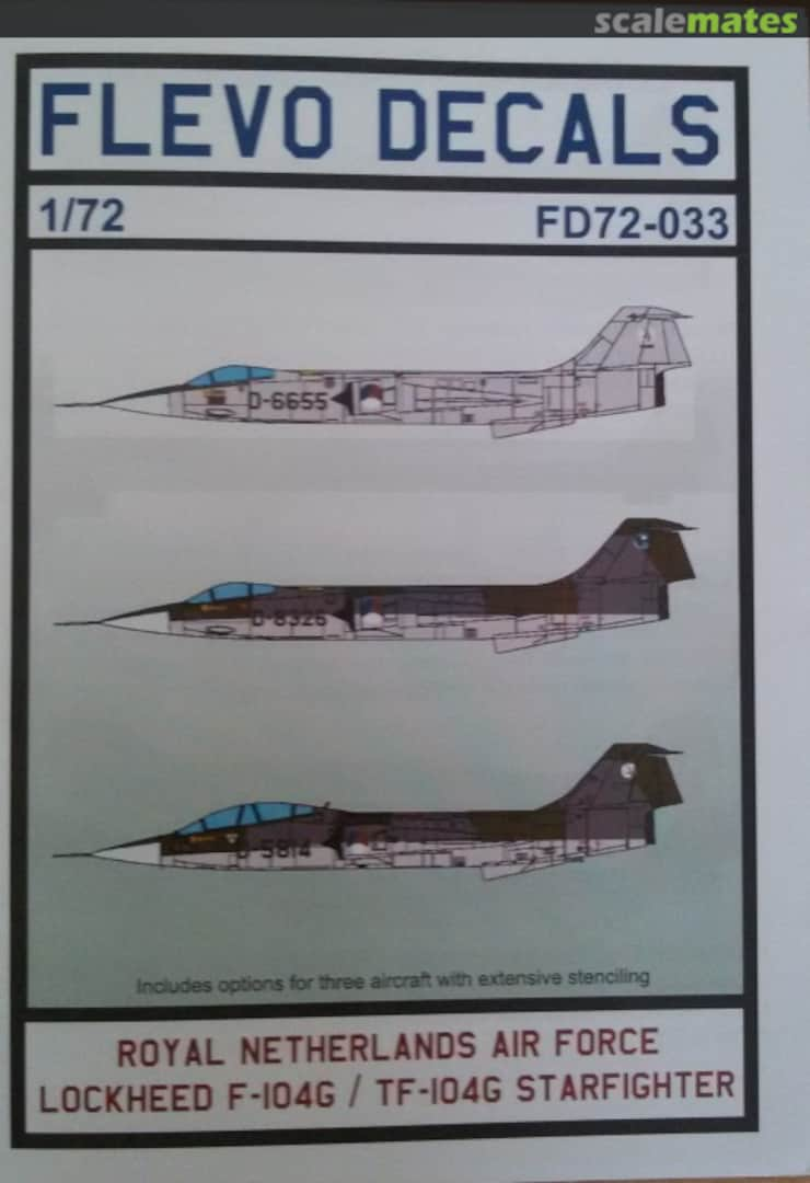 Boxart Royal Netherlands Air Force Lockheed F-104G / TF-104G Starfighter FD72-033 Flevo Decals