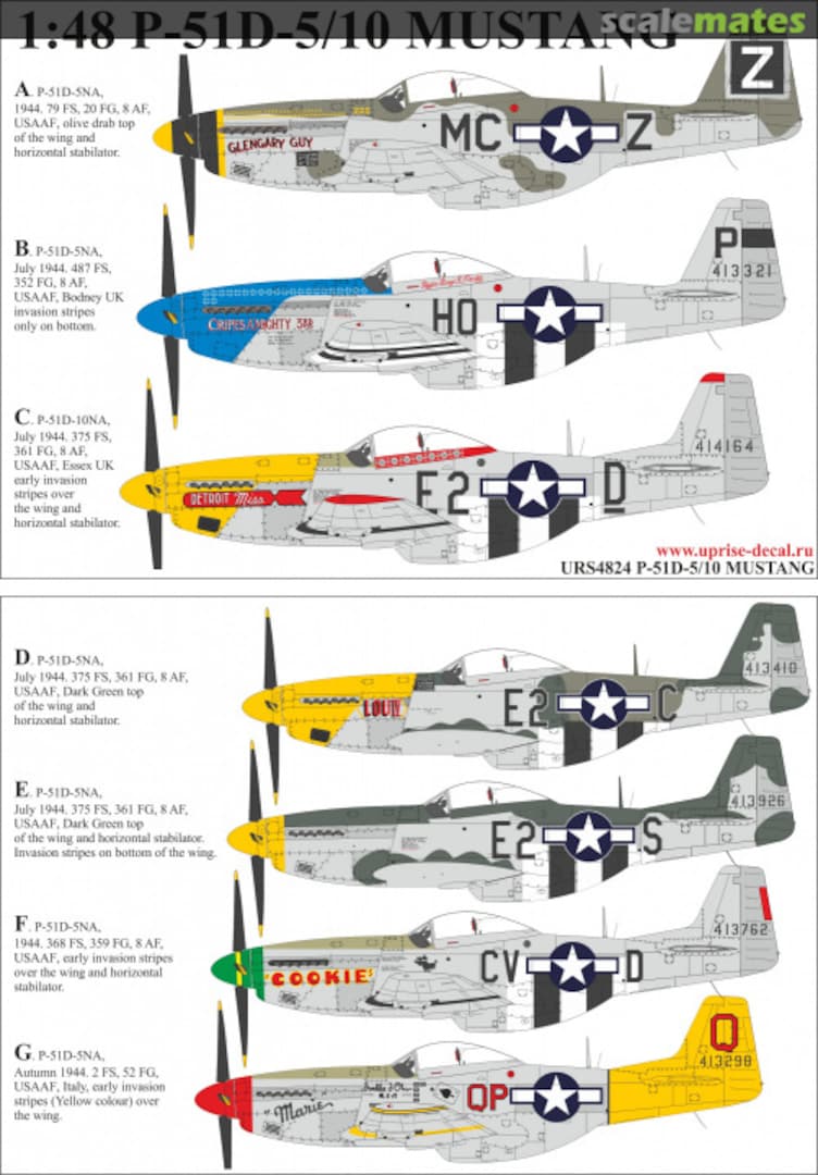 Boxart P-51D-5/10 MUSTANG, with insignia, no stencils URS4824 UpRise