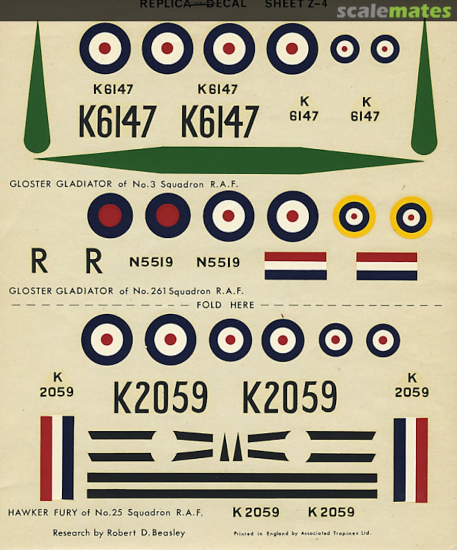 Boxart Gloster Gladiator / Hawker Fury Z-4 Replica Decal