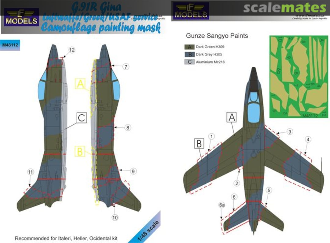 Boxart G.91R Gina Luftwaffe/Greek/USAF Service M48112 LF Models