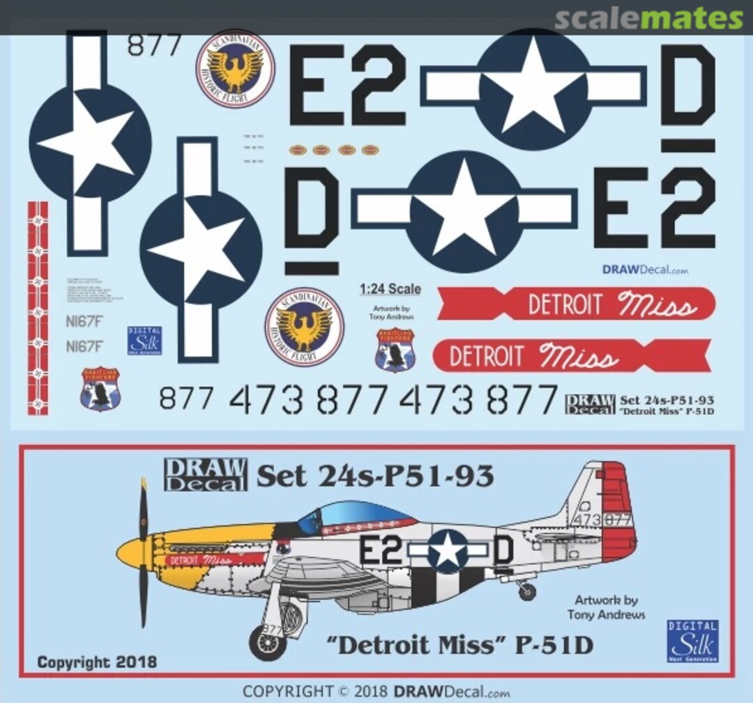 Boxart “Detroit Miss” P-51D 24-P51-93 Draw Decal