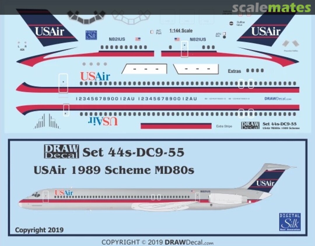 Boxart USAir 1989 Scheme MD80s 44-DC9-55 Draw Decal