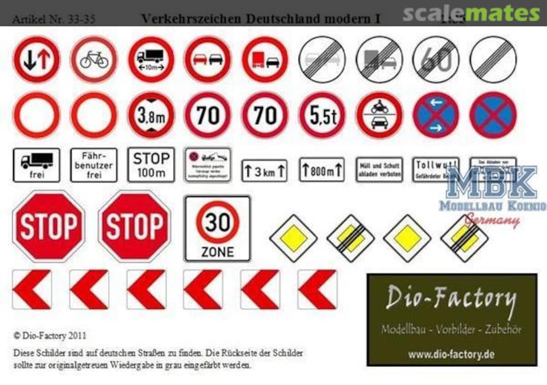 Boxart Traffic Signs Germany modern I 33-35 Dio-Factory