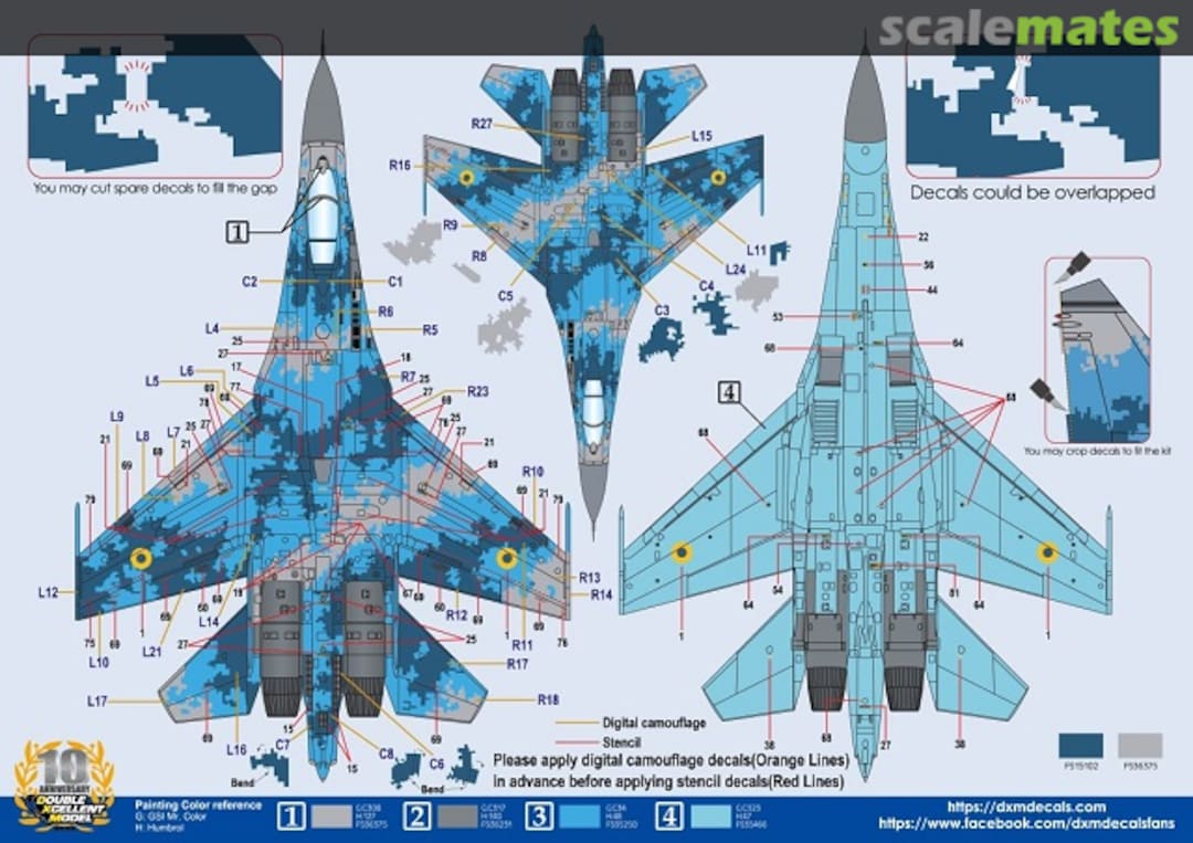 Contents Su-27 Flanker 01-4346 DXM Decals