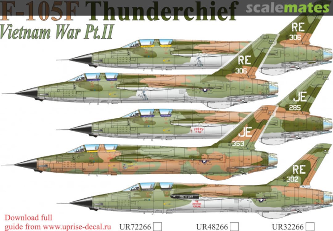 Boxart F-105F Thunderchief Vientam War Pt.II with stencils set (FFA - Film Free Ability) UR72266 UpRise Decal Serbia