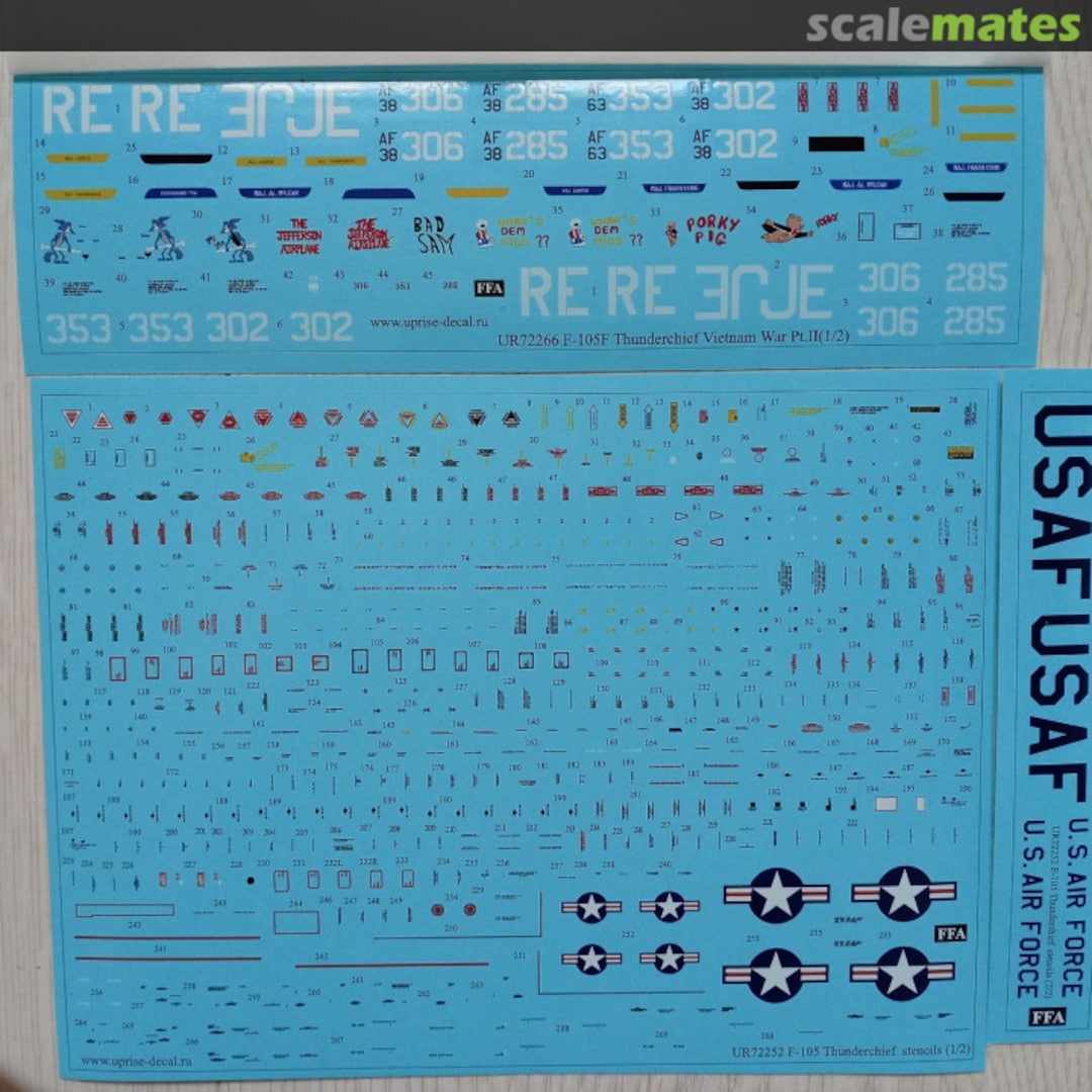 Contents F-105F Thunderchief Vientam War Pt.II with stencils set (FFA - Film Free Ability) UR72266 UpRise Decal Serbia