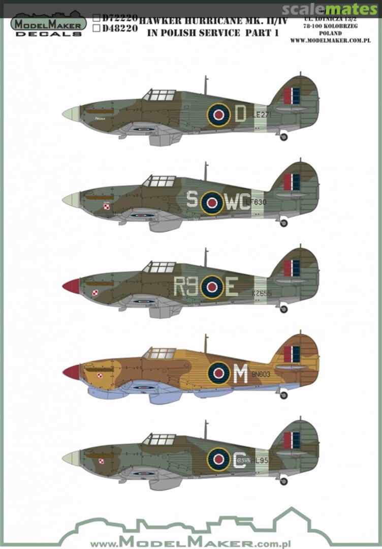 Boxart Hawker Hurricane Mk.II/IV In Polish Service Part 1 D48220 ModelMaker