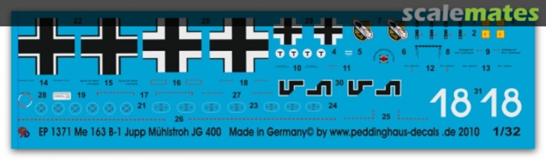 Boxart Me 163B-1 Jupp Mühlstroh JG 400 EP 1371 Peddinghaus-Decals