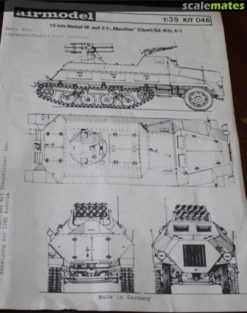 Boxart 15 Cm Neel W. auf 2-t "Maultier" Opel Sd. Kfz. 4/1 KIT 046 Airmodel