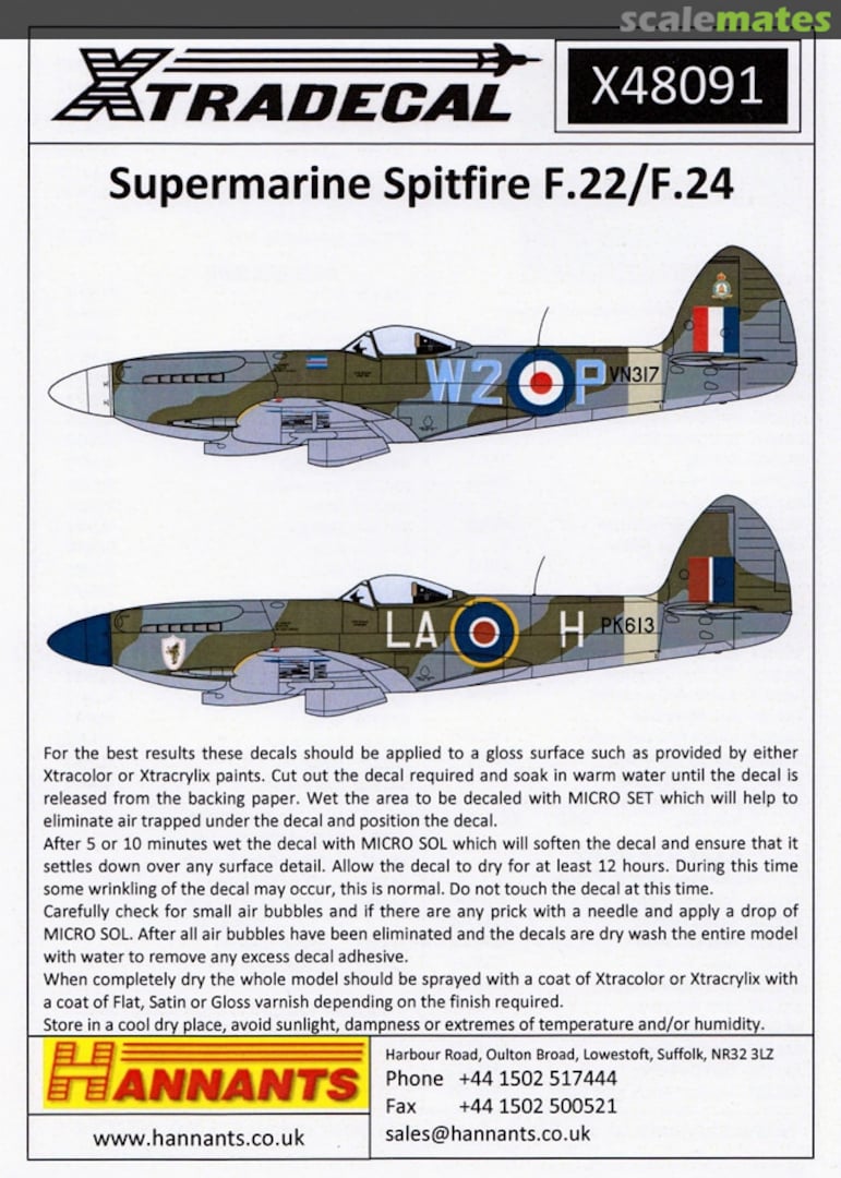 Boxart Supermarine Spitfire F.22/F.24 X48-091 Xtradecal