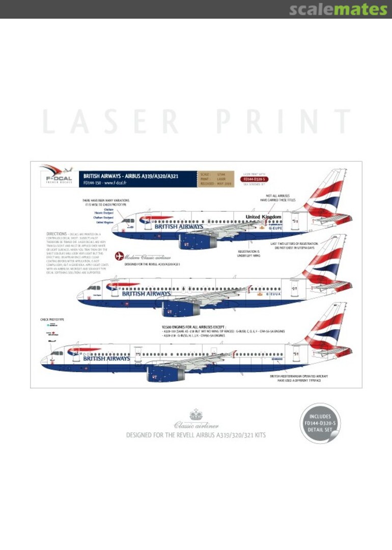 Boxart British Airways (Union Flag) - Airbus A319/320/321 FD144-150 F-DCAL